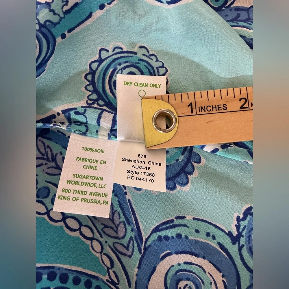 Lilly Pulitzer Elsie Searulean Silk Blouse Size XXS